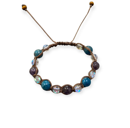 Amethyst, Apatite, & Opalite Macrame Bracelet