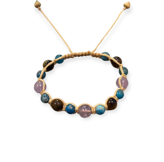 Amethyst, Apatite, & Tiger Eye Macrame Bracelet