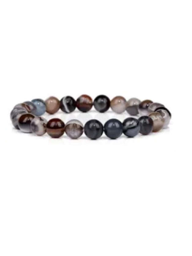 Dark Striped Agate Crystal Power Bracelet