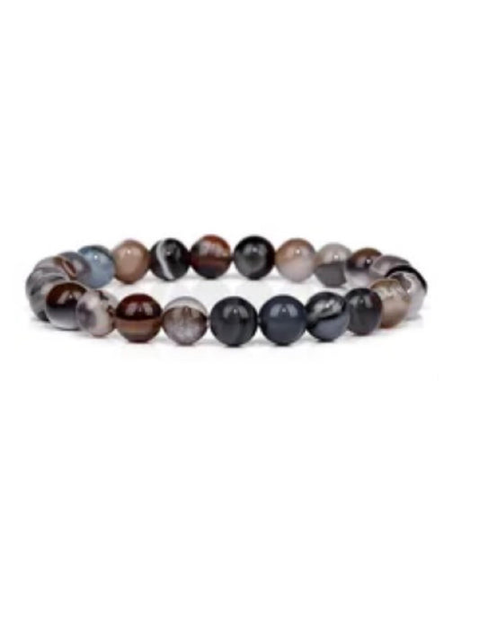 Dark Striped Agate Crystal Power Bracelet