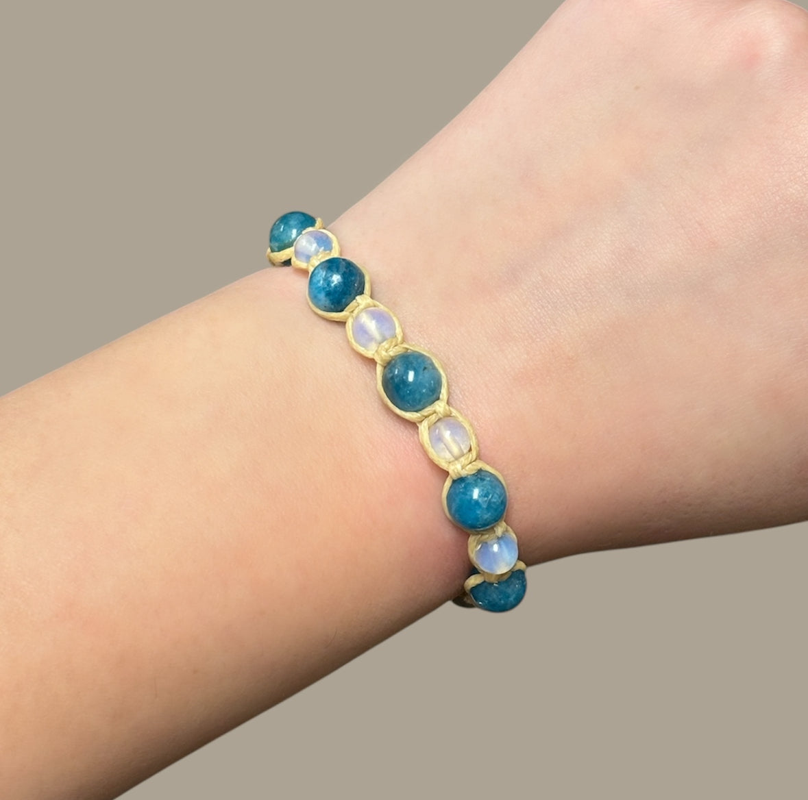 Apatite & Opalite Macrame Bracelet