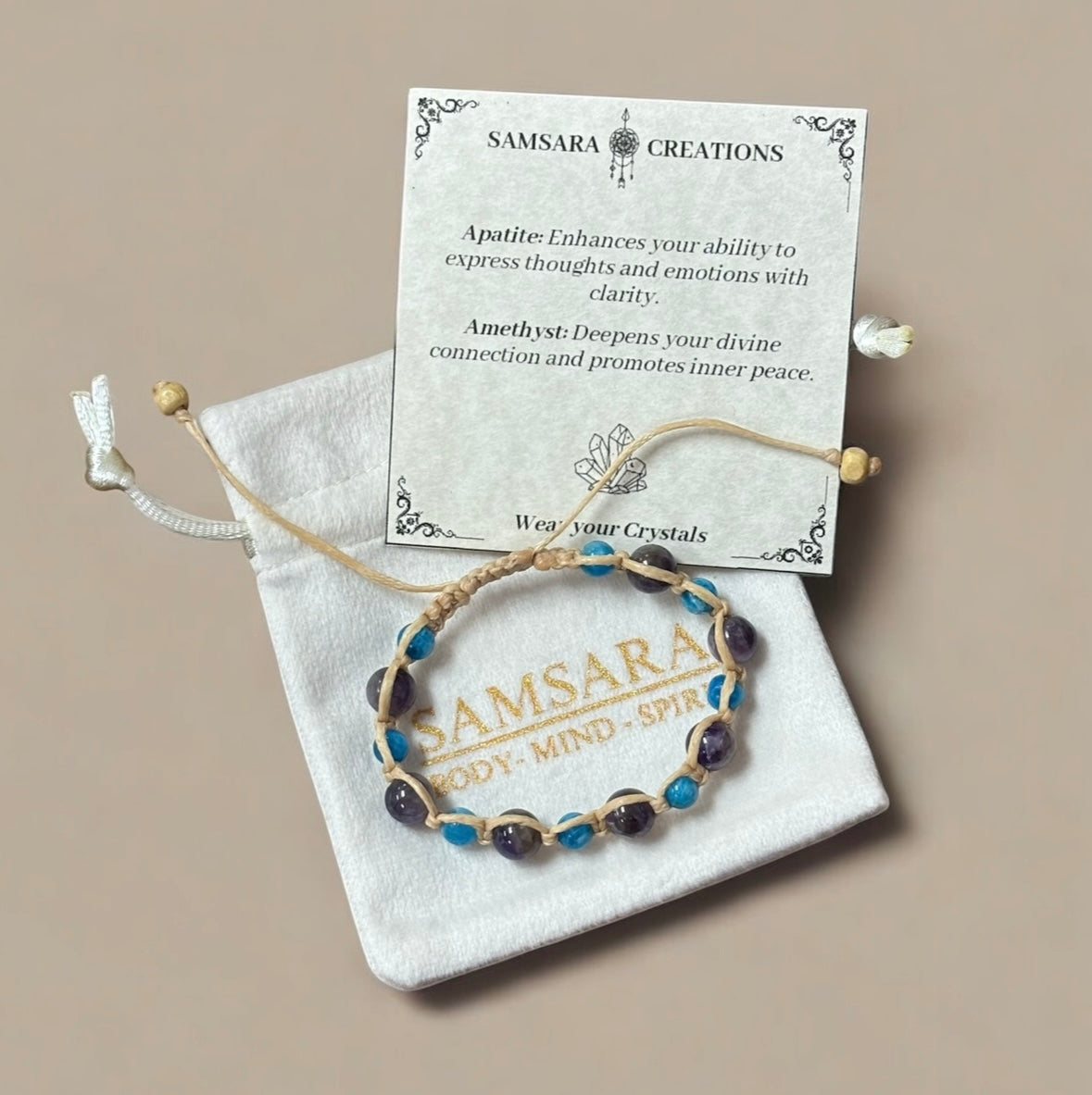Amethyst & Apatite Macrame Bracelet