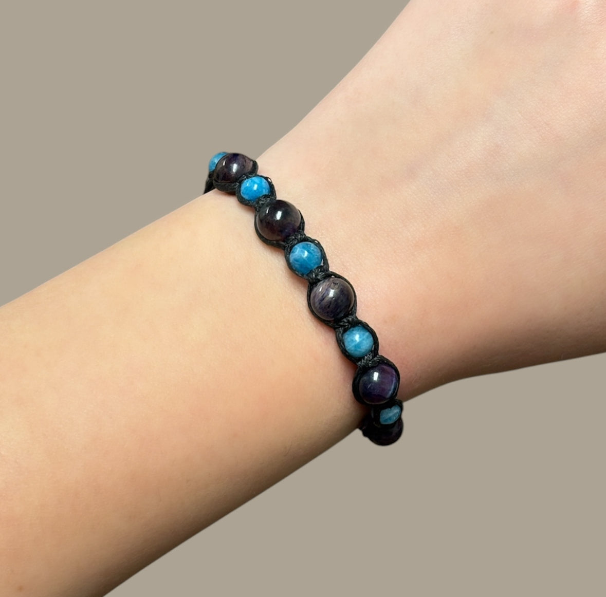 Galaxy Tiger Eye & Apatite Macrame Bracelet