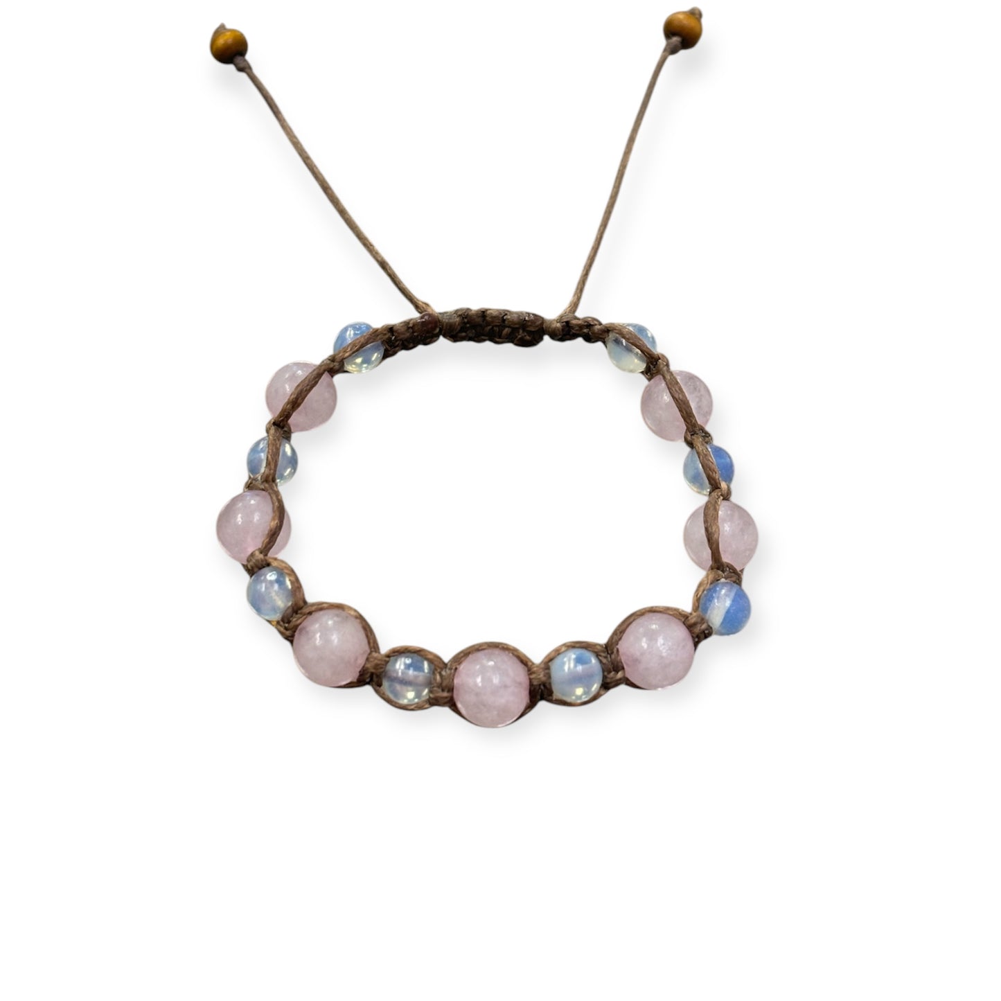 Pink Quartz & Opalite Macrame Bracelet