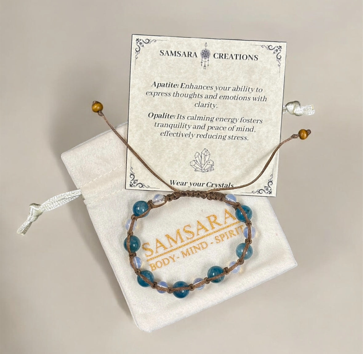 Apatite & Opalite Macrame Bracelet