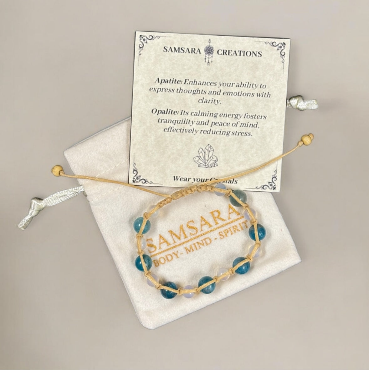 Apatite & Opalite Macrame Bracelet