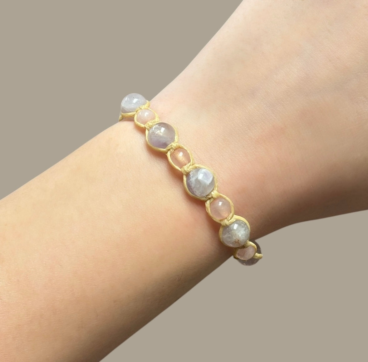 Amethyst & Rose Quartz Macrame Bracelet