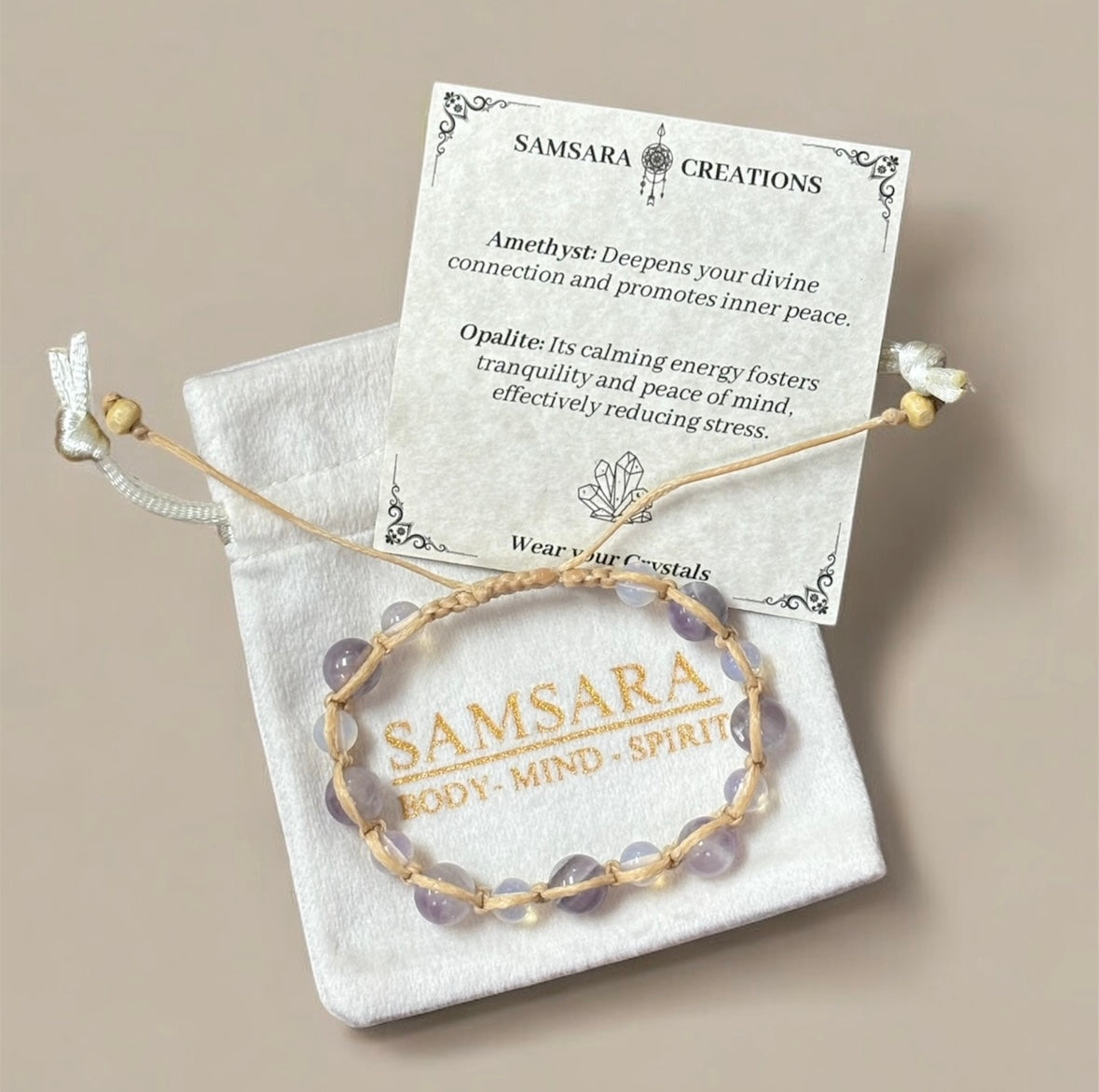 Amethyst & Opalite Macrame Bracelet
