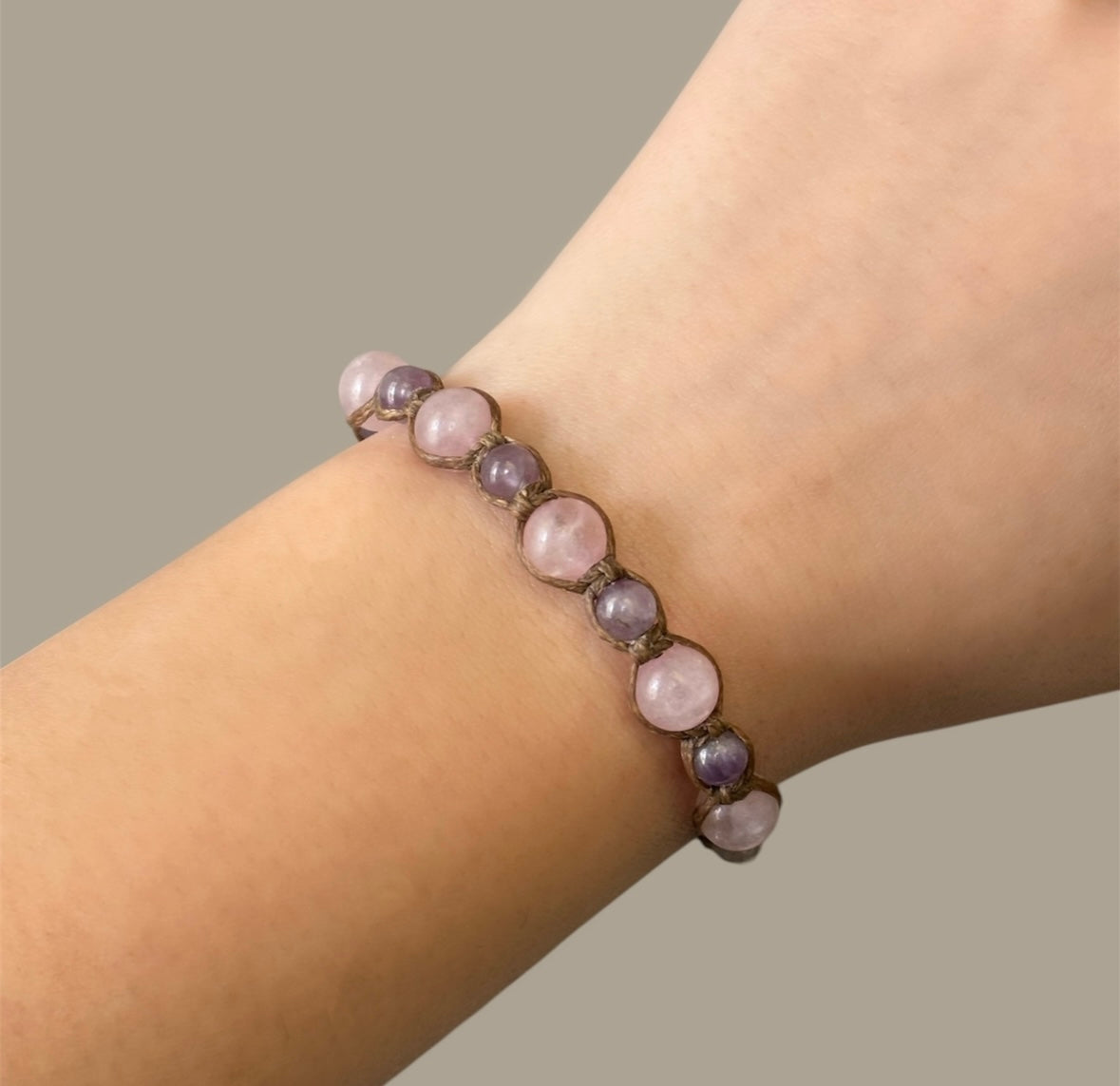 Amethyst & Rose Quartz Macrame Bracelet