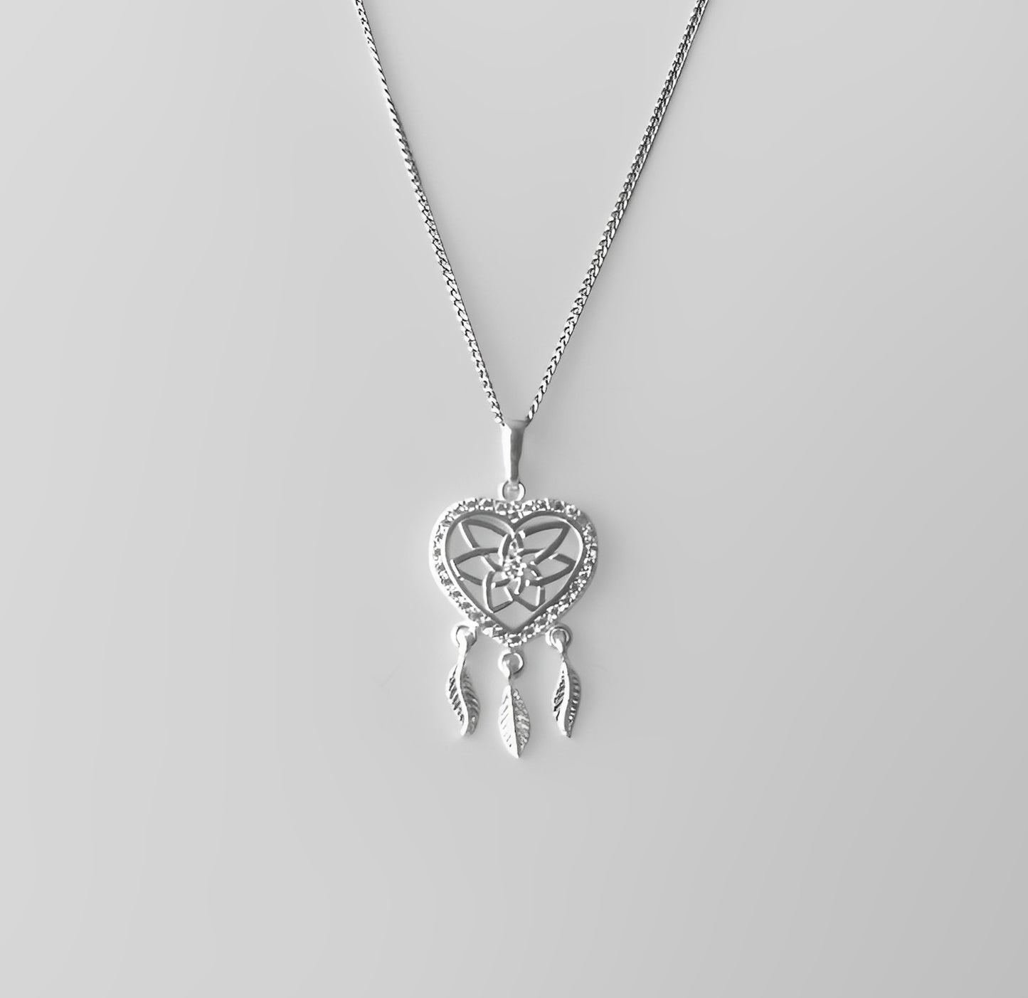 Silver Pendant Heart Dream Catcher