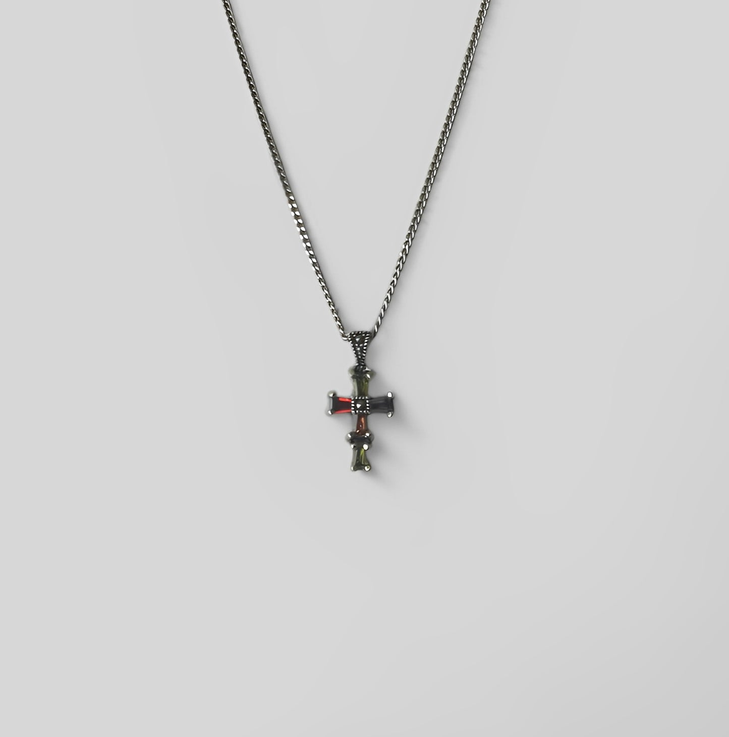 Silver Pendant Colorful Cross