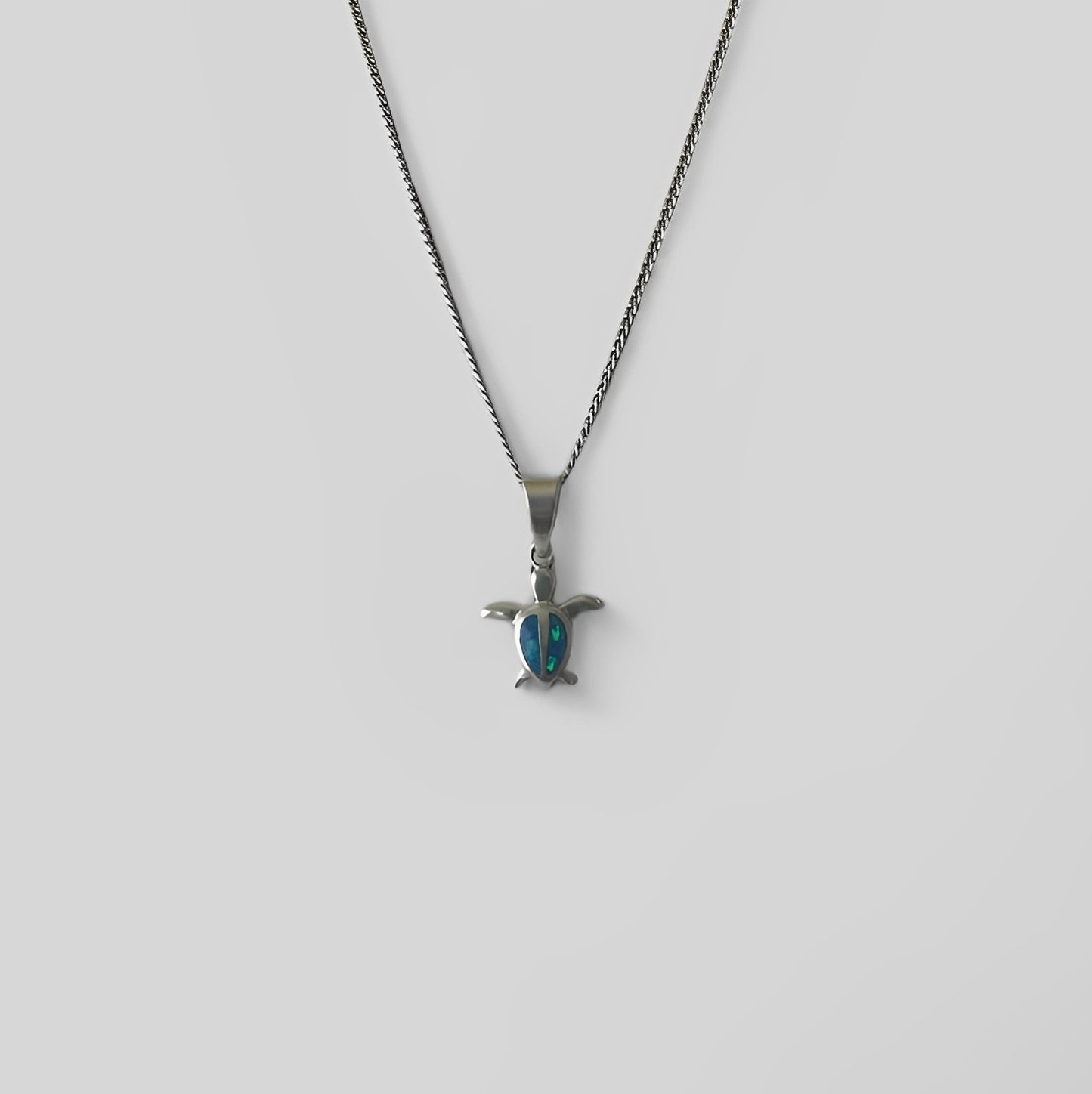 Silver Pendant Turquoise Opal Small Turtle