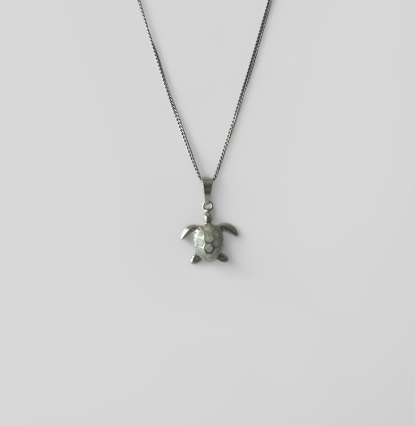 Silver Pendant White Opal Turtle