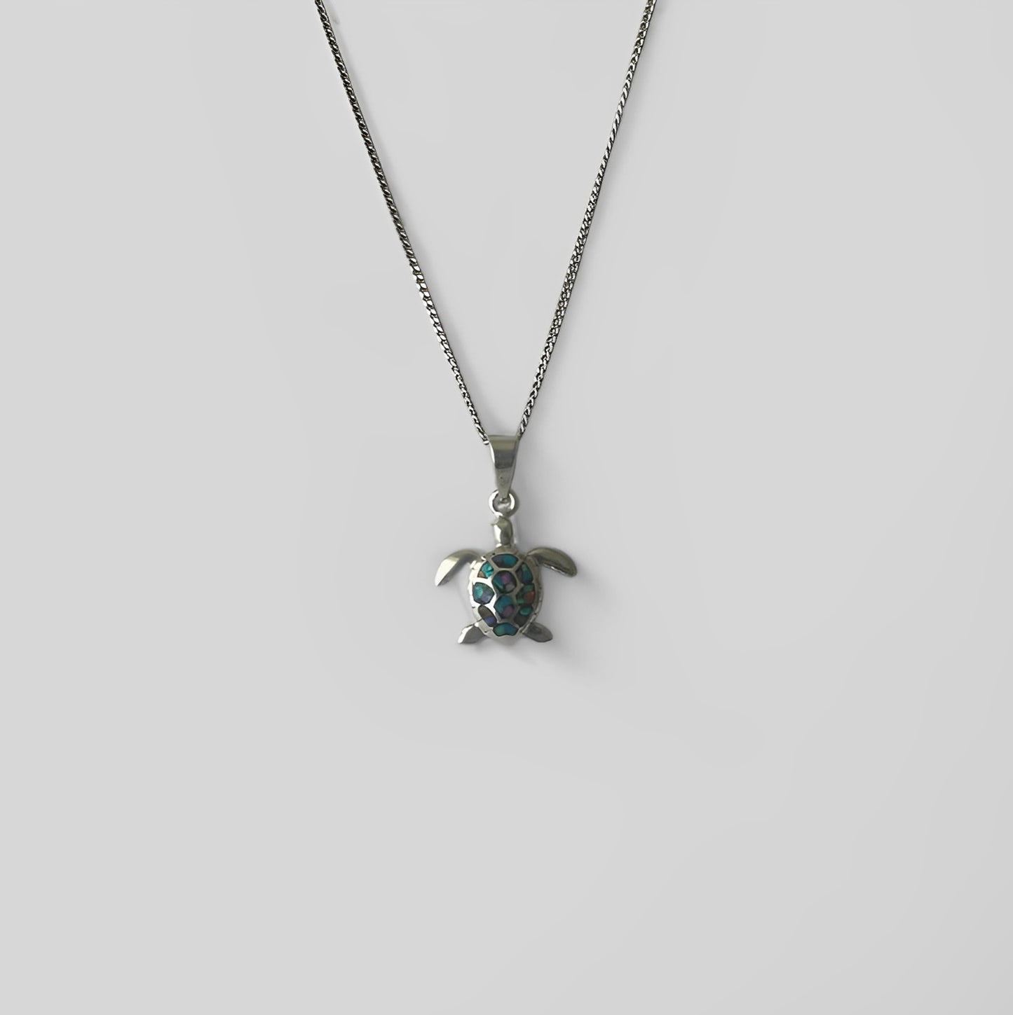 Silver Pendant Multicolor Opal Turtle