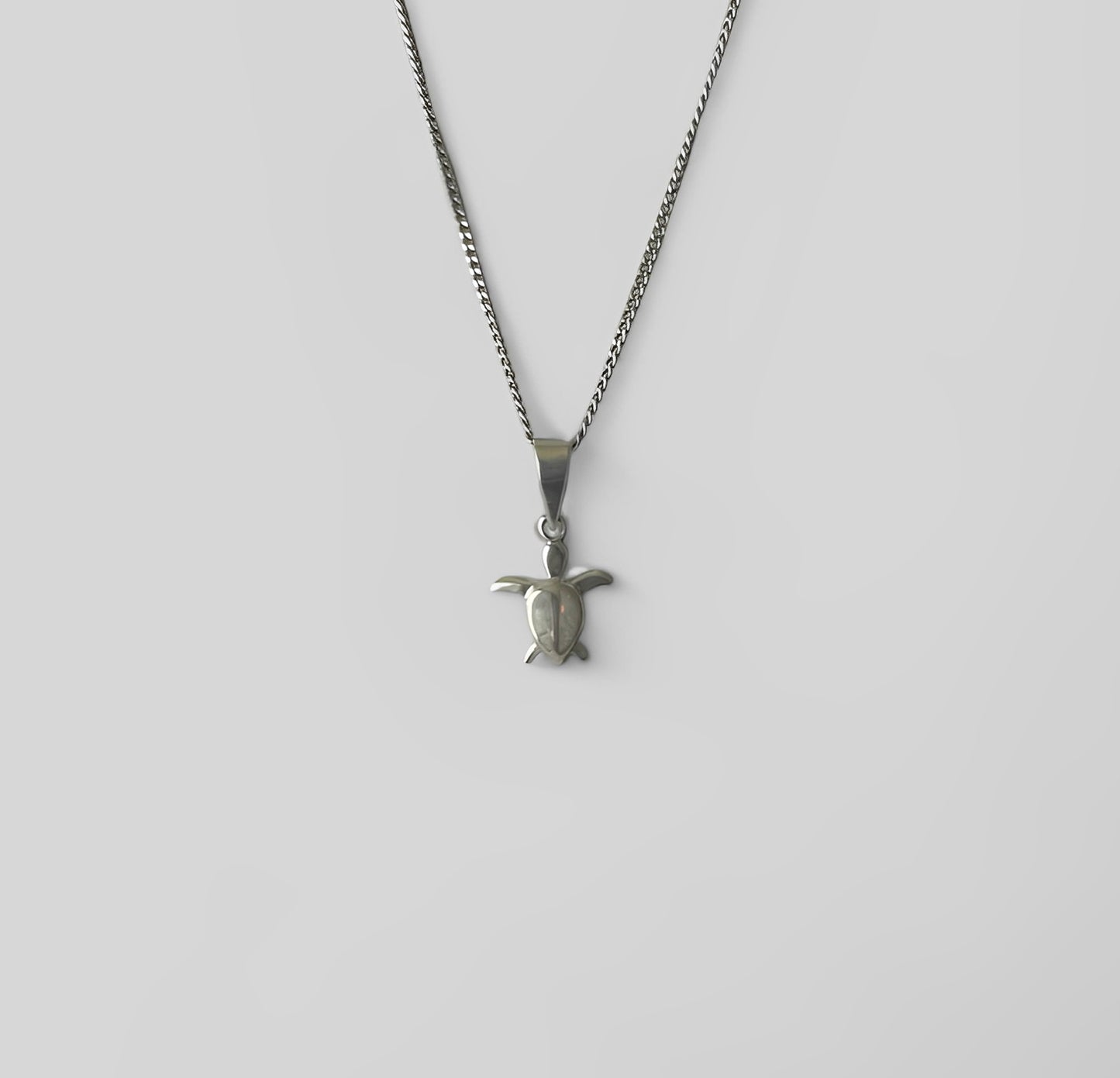 Silver Pendant White Opal Small Turtle