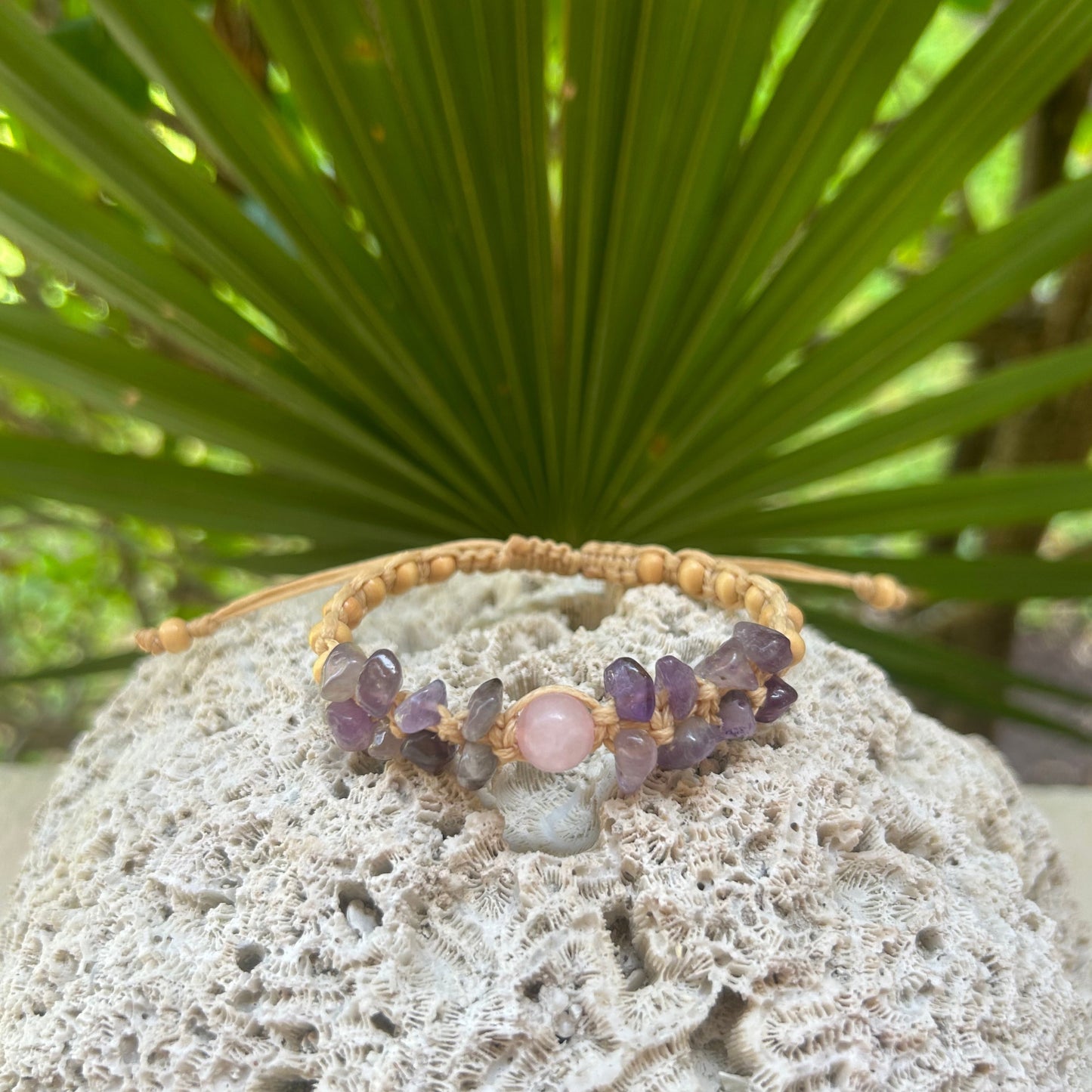 Amethyst & Rose Quartz Macrame Bracelet 3