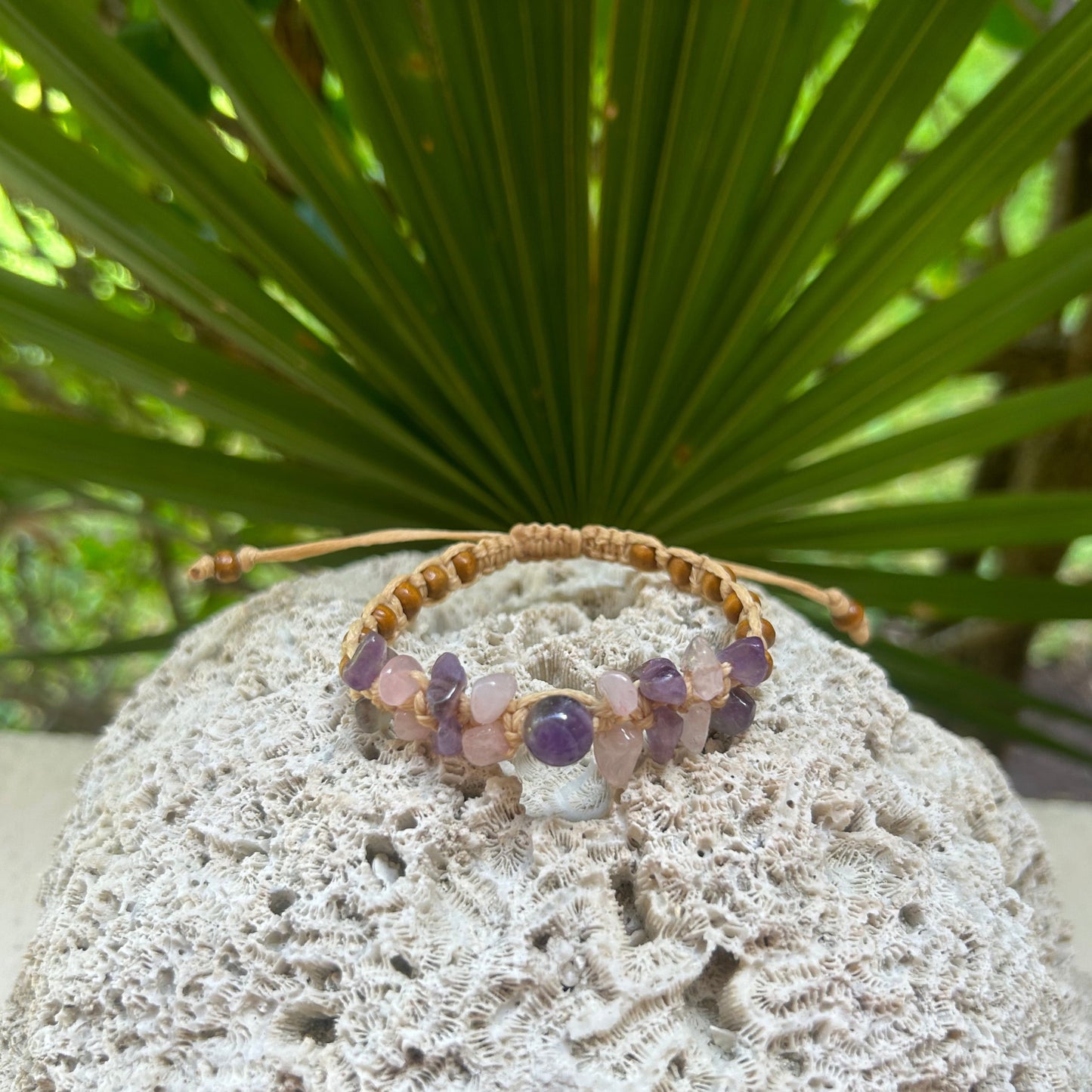 Amethyst & Rose Quartz Macrame Bracelet 4
