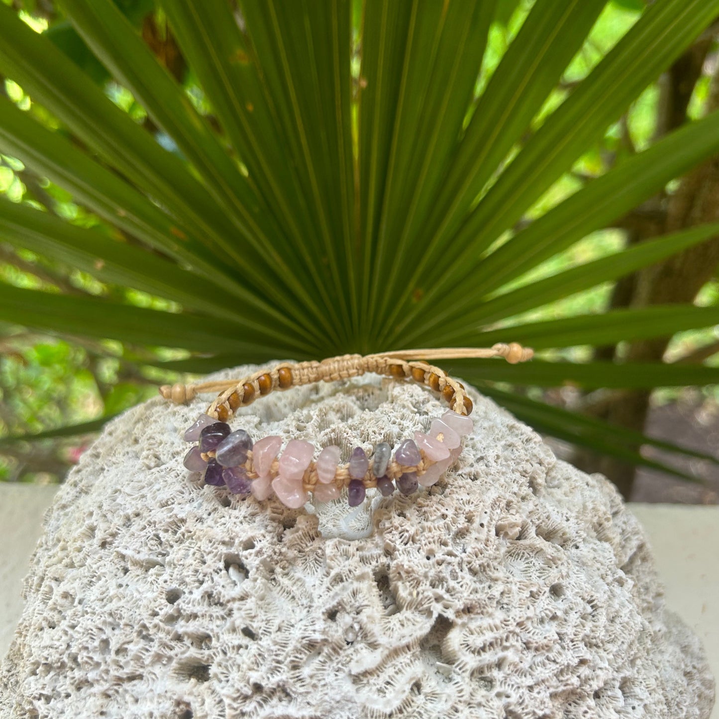 Amethyst & Rose Quartz Macrame Bracelet 8
