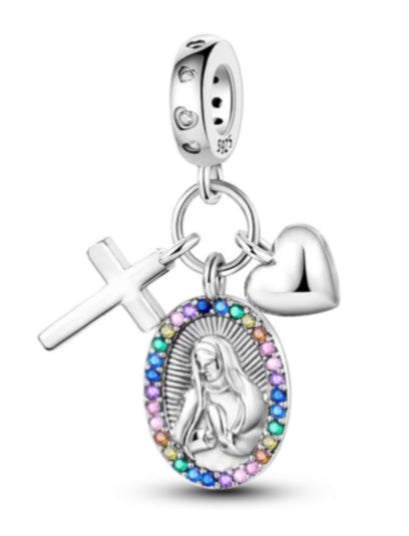Lady of Guadalupe Cross & Heart Triple Charm