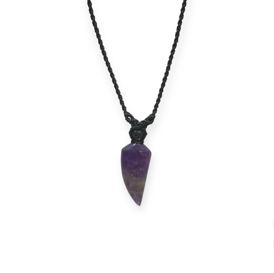 Amethyst & Lava Bead Macrame Necklace