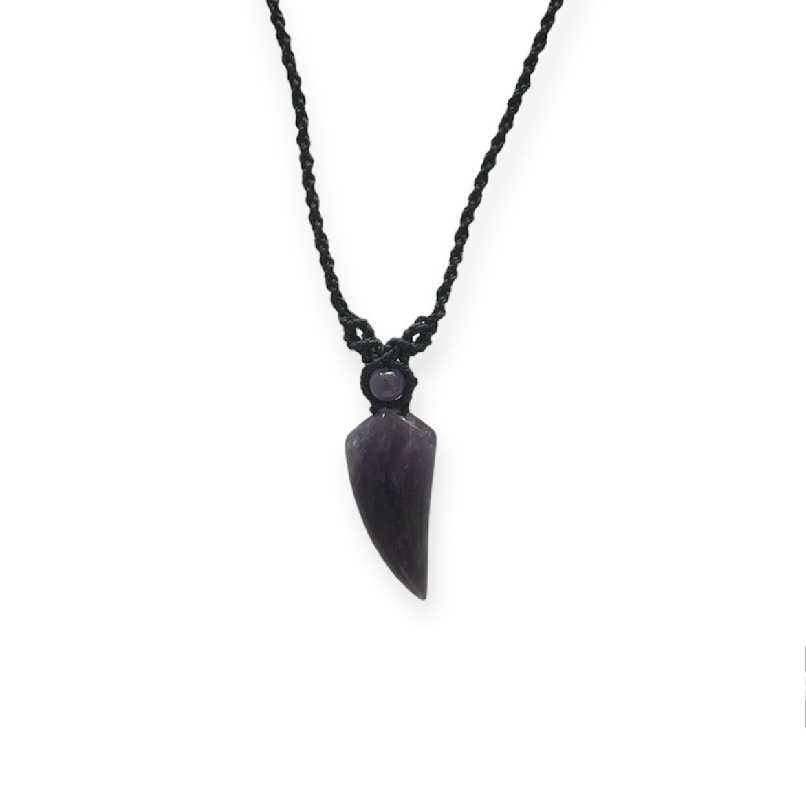 Amethyst Tooth Macrame Necklace