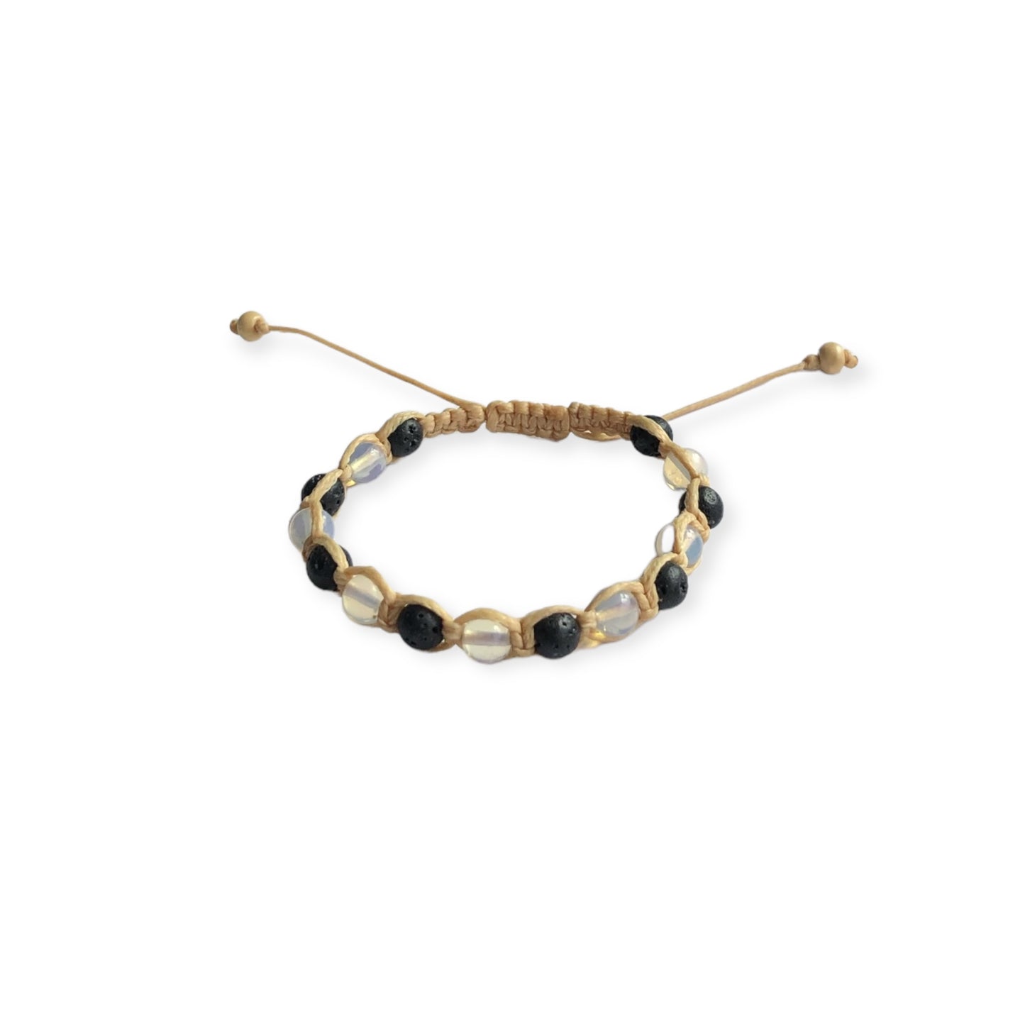 Lava Bead & Clear Quartz Macrame Bracelet