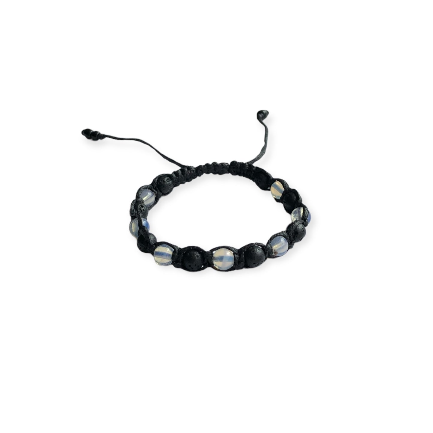 Lava Bead & Clear Quartz Macrame Bracelet