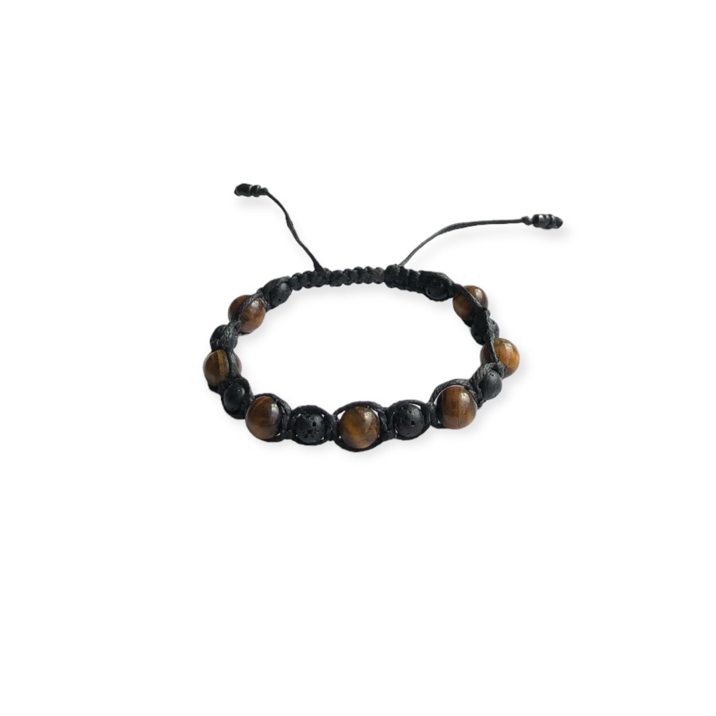 Lava Bead & Tiger Eye Macrame Bracelet