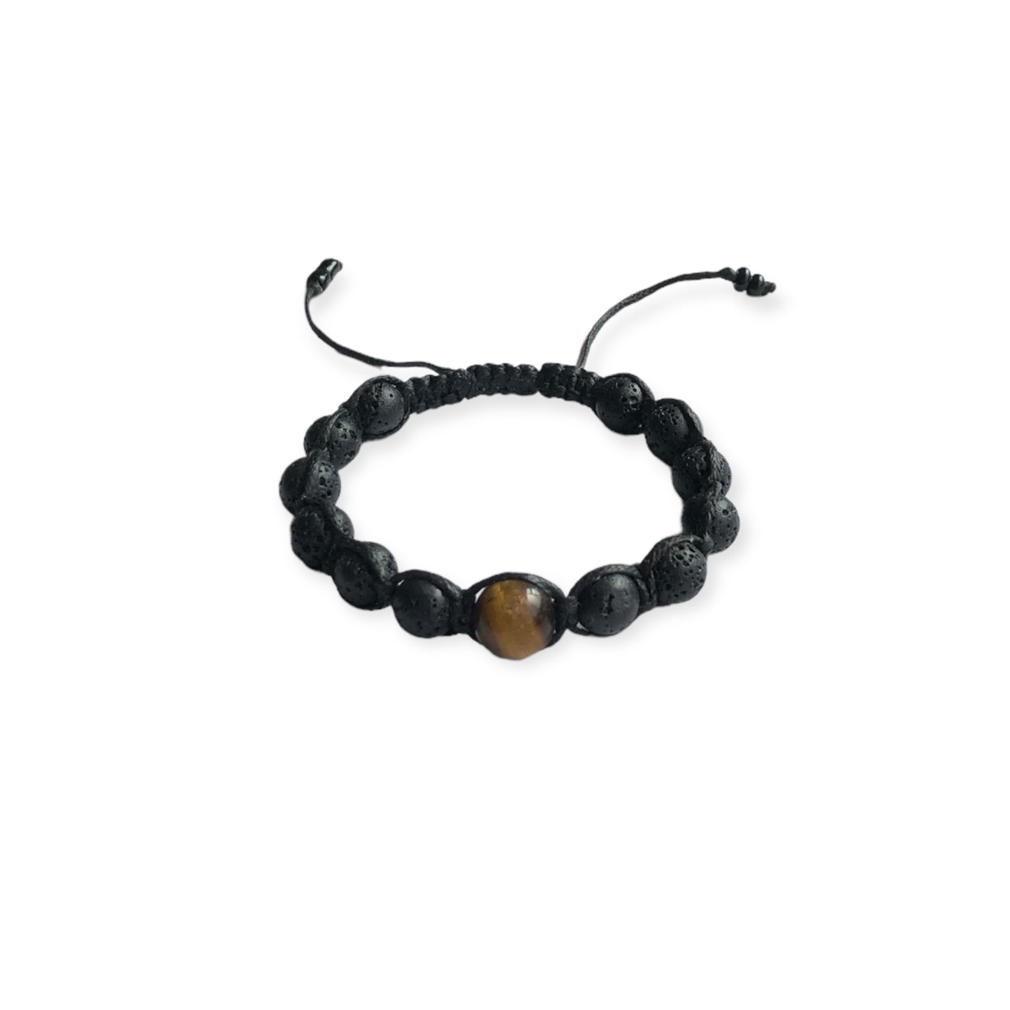 Lava Bead & Tiger Eye Macrame Bracelet