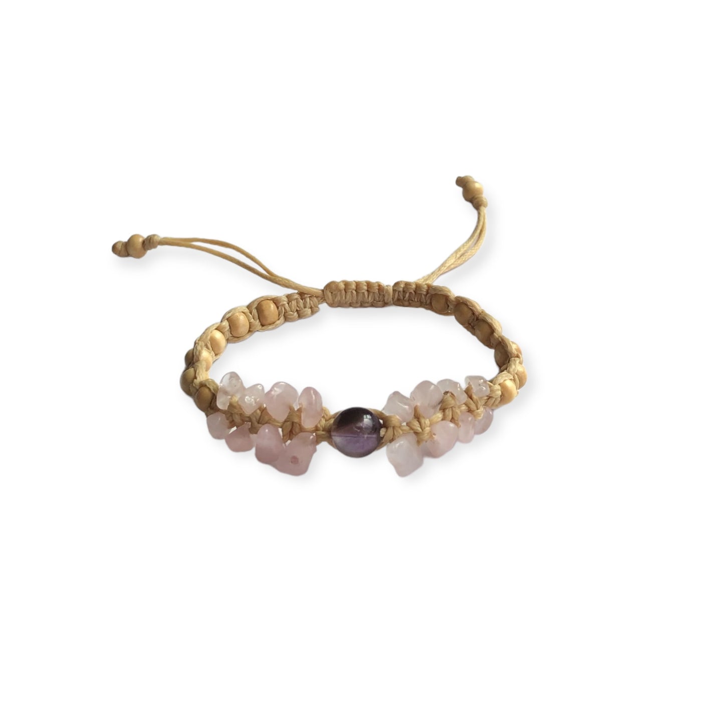 Amethyst & Rose Quartz Macrame Bracelet 1