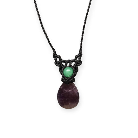 Amethyst & Aventurine Macrame Necklace