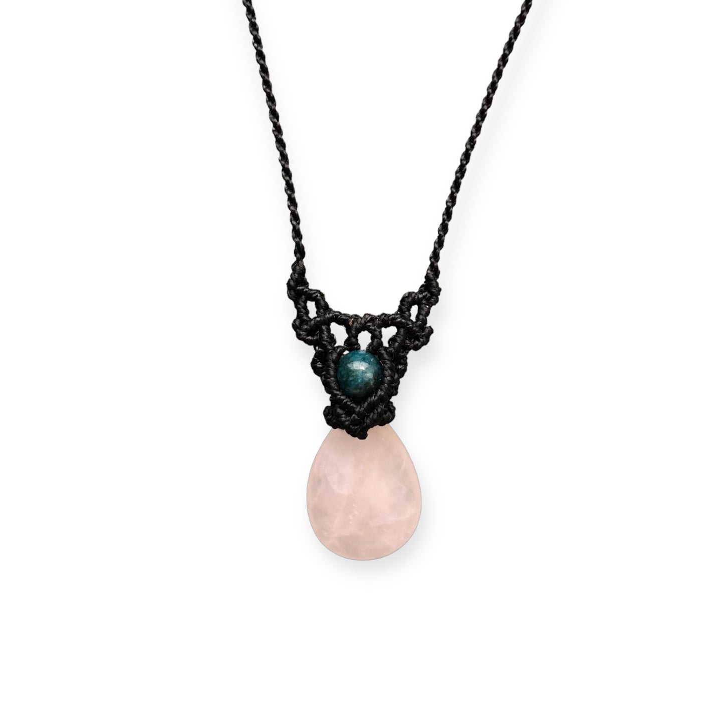 Rose Quartz & Apatite Macrame Necklace