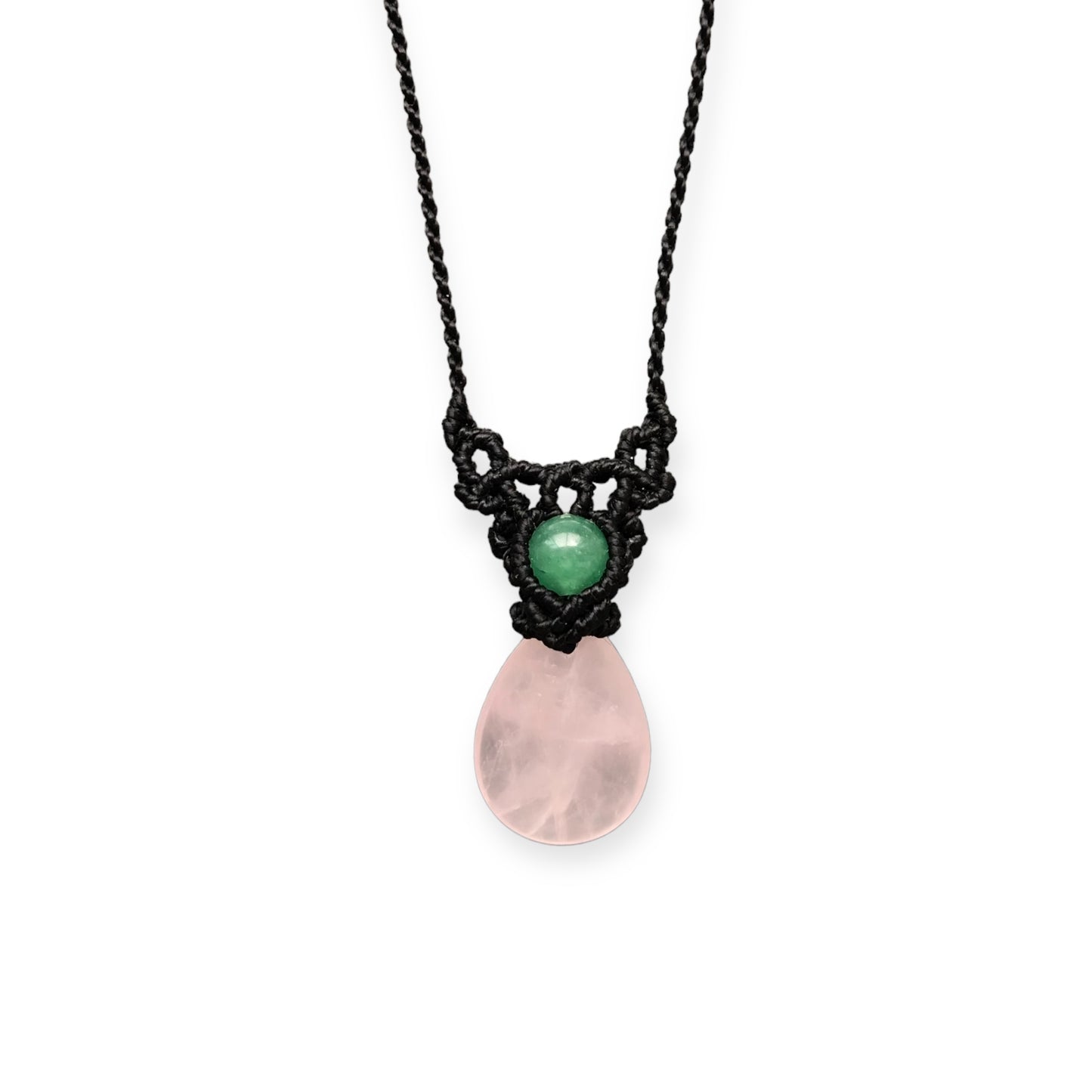 Rose Quartz & Aventurine Macrame Necklace