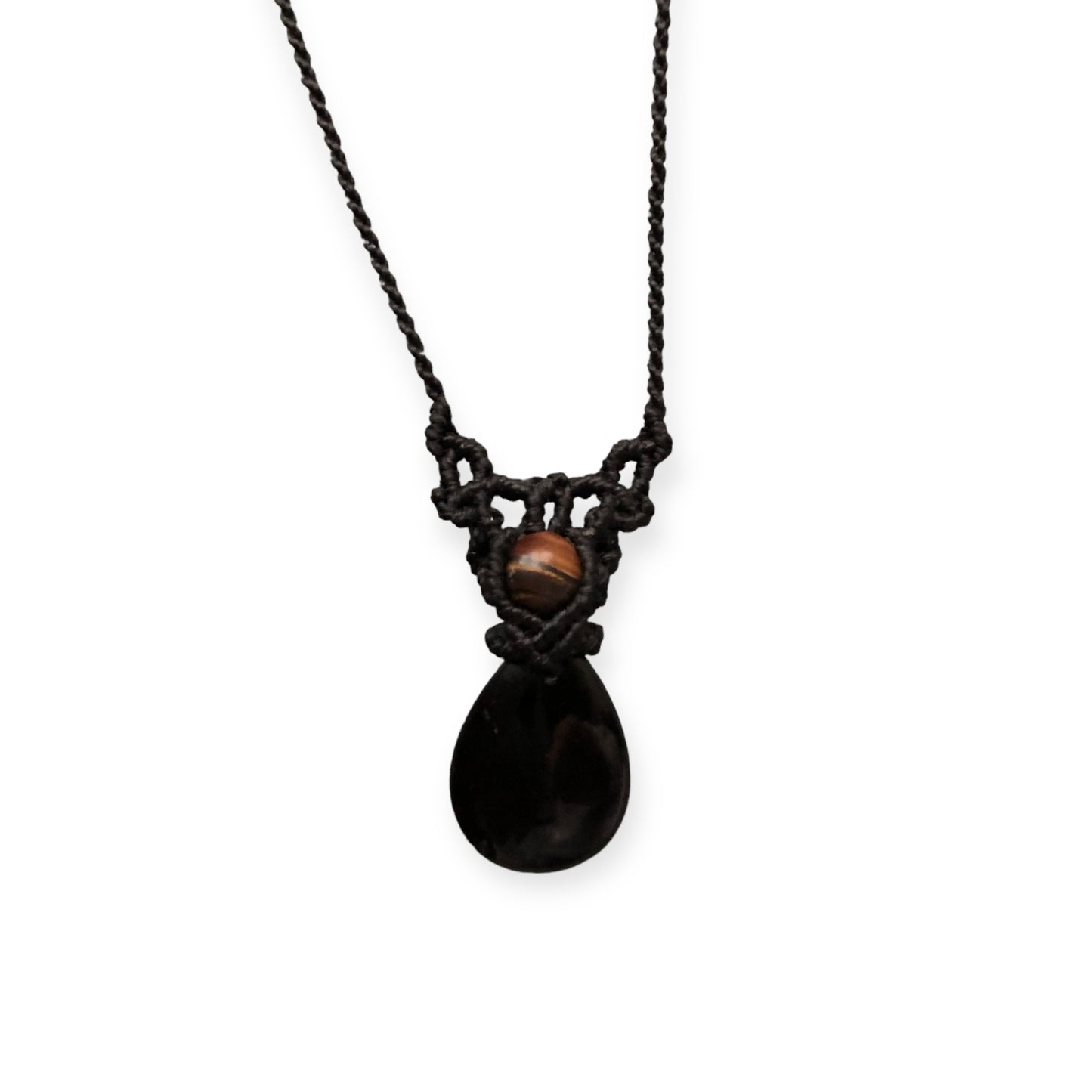 Onyx & Tiger Eye Macrame Necklace