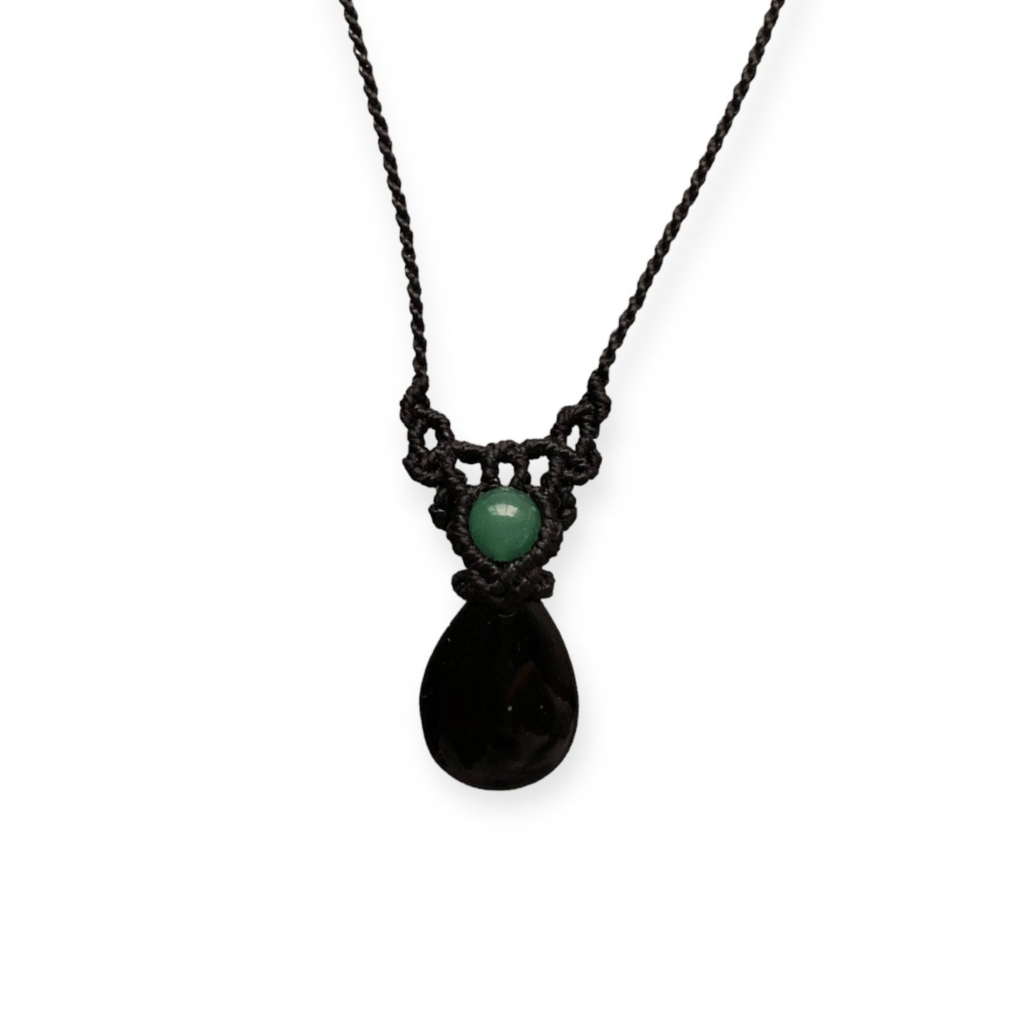 Onyx & Aventurine Macrame Necklace