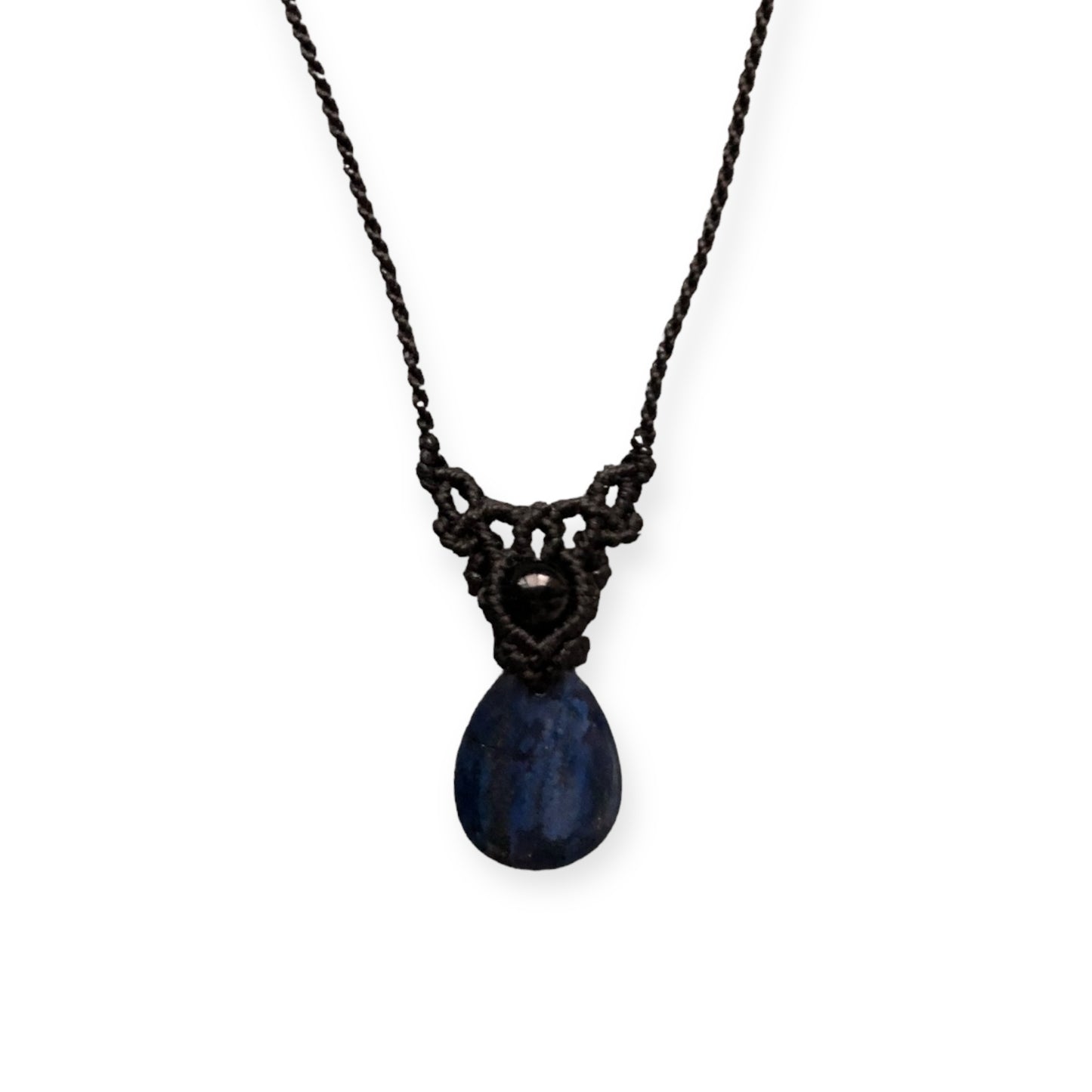 Lapiz Lazuli & Onyx Macrame Necklace