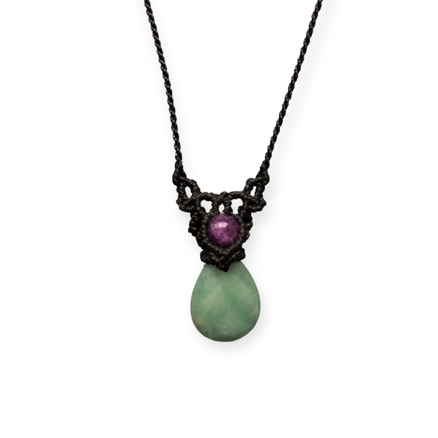 Aventurine & Amethyst Macrame Necklace