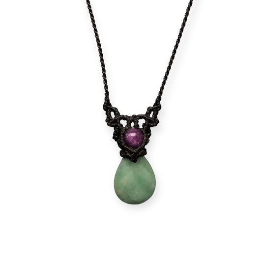 Aventurine & Amethyst Macrame Necklace