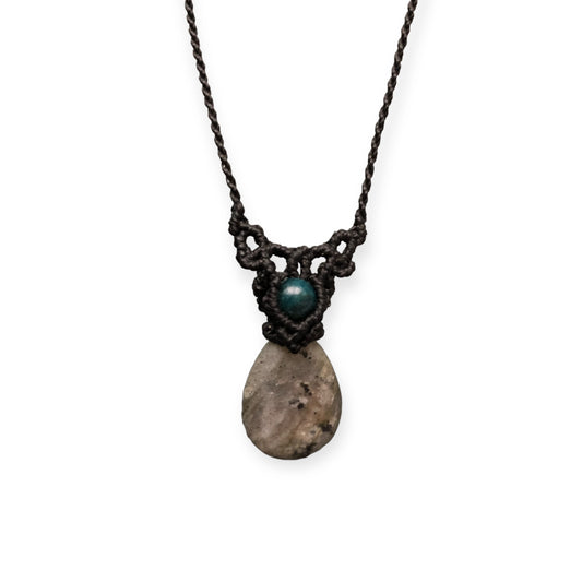 Labradorite & Apatite Macrame Necklace