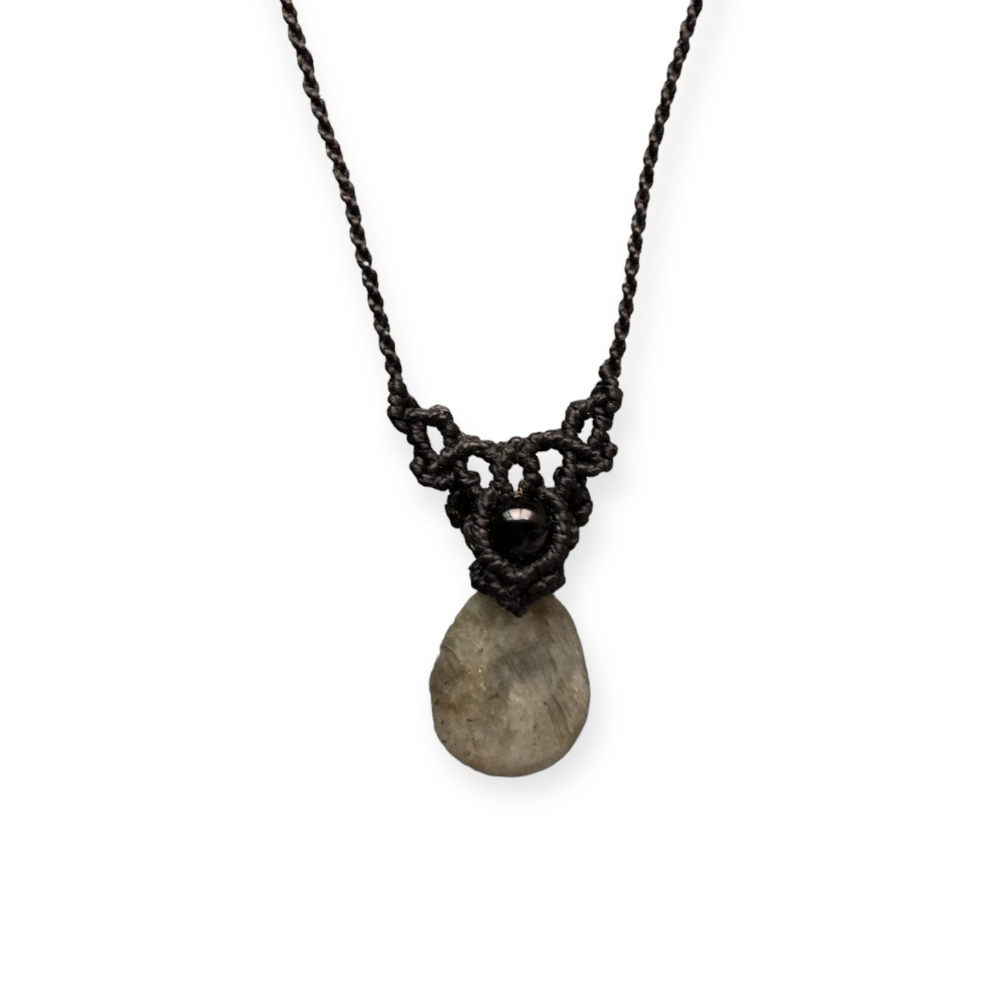 Labradorite & Onyx Macrame Necklace