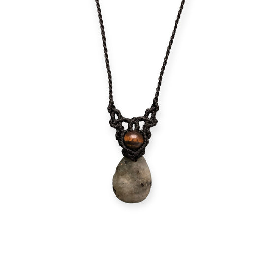 Labradorite & Tiger Eye Macrame Necklace