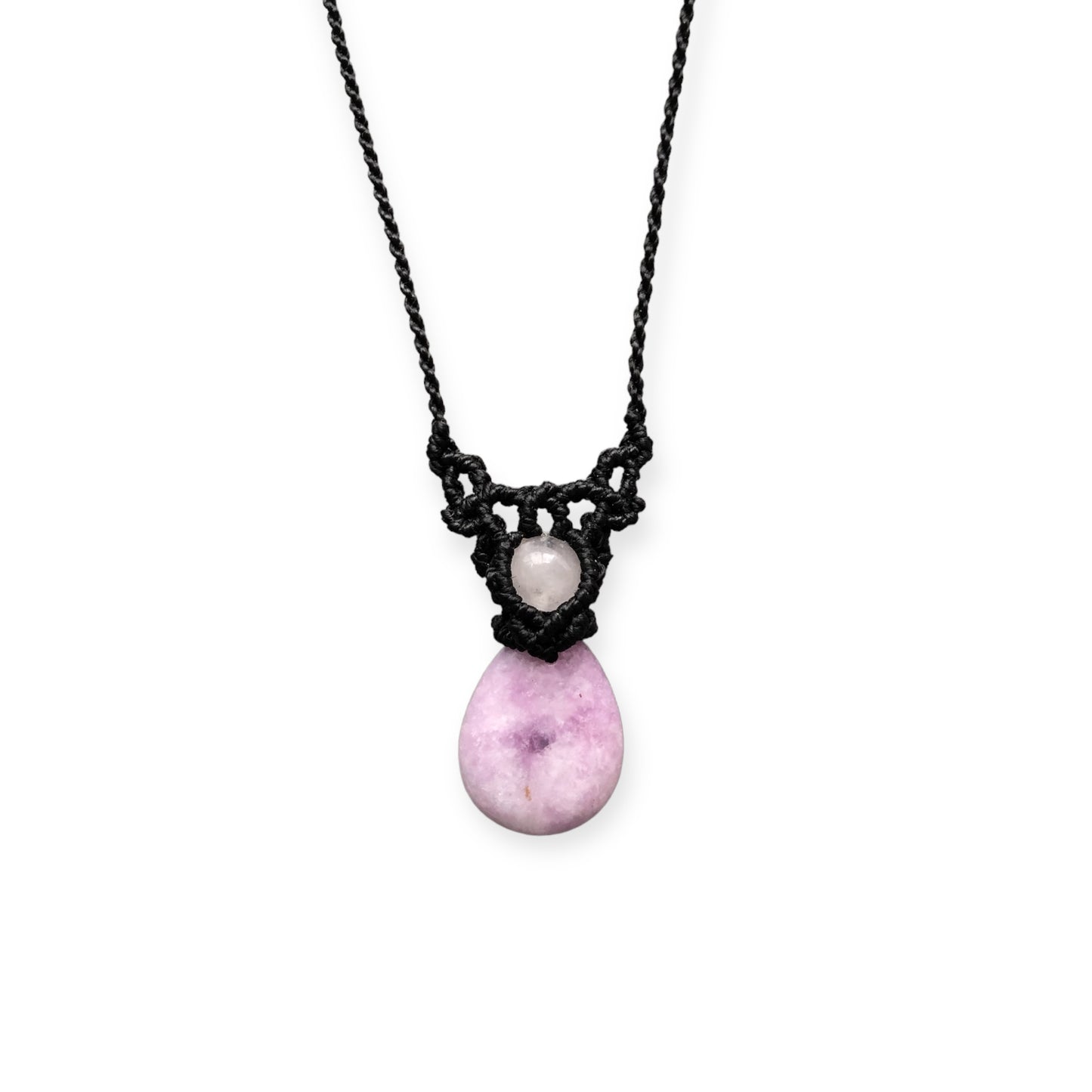 Lilac & Clear Quartz Macrame Necklace