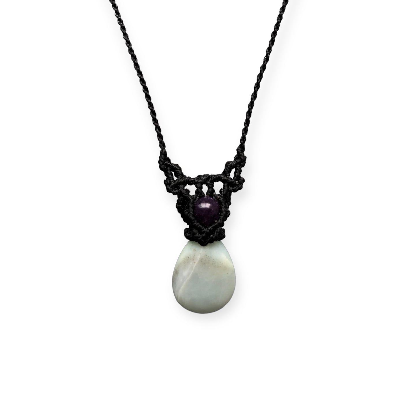 Amazonite & Amethyst Macrame Necklace