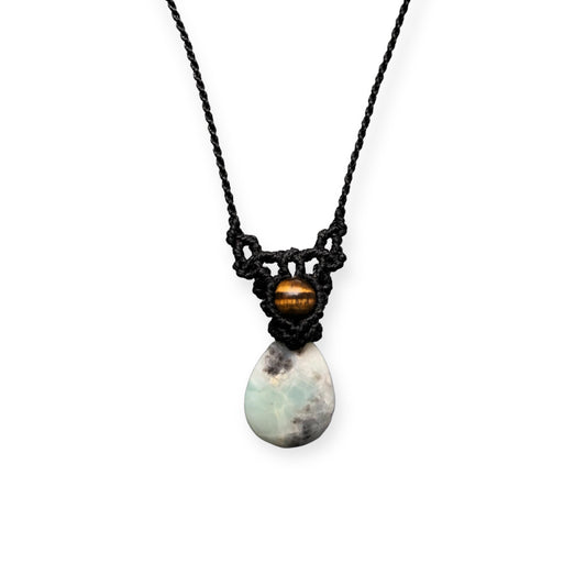 Amazonite & Tiger Eye Macrame Necklace