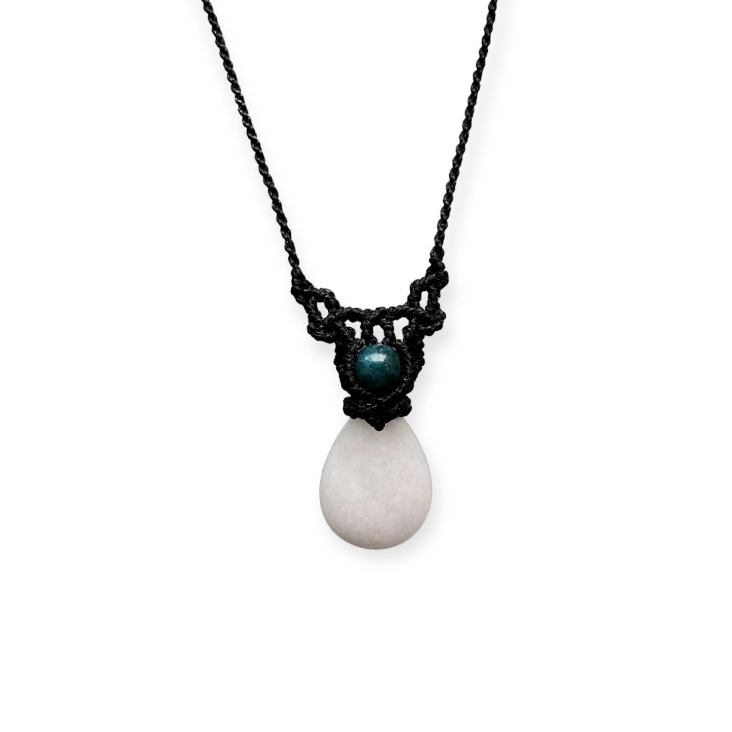 White Jade & Apatite Macrame Necklace