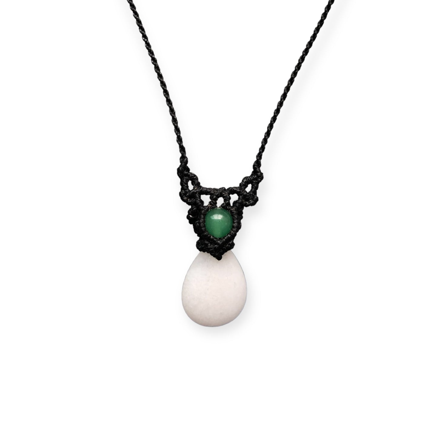 White Jade & Aventurine Macrame Necklace