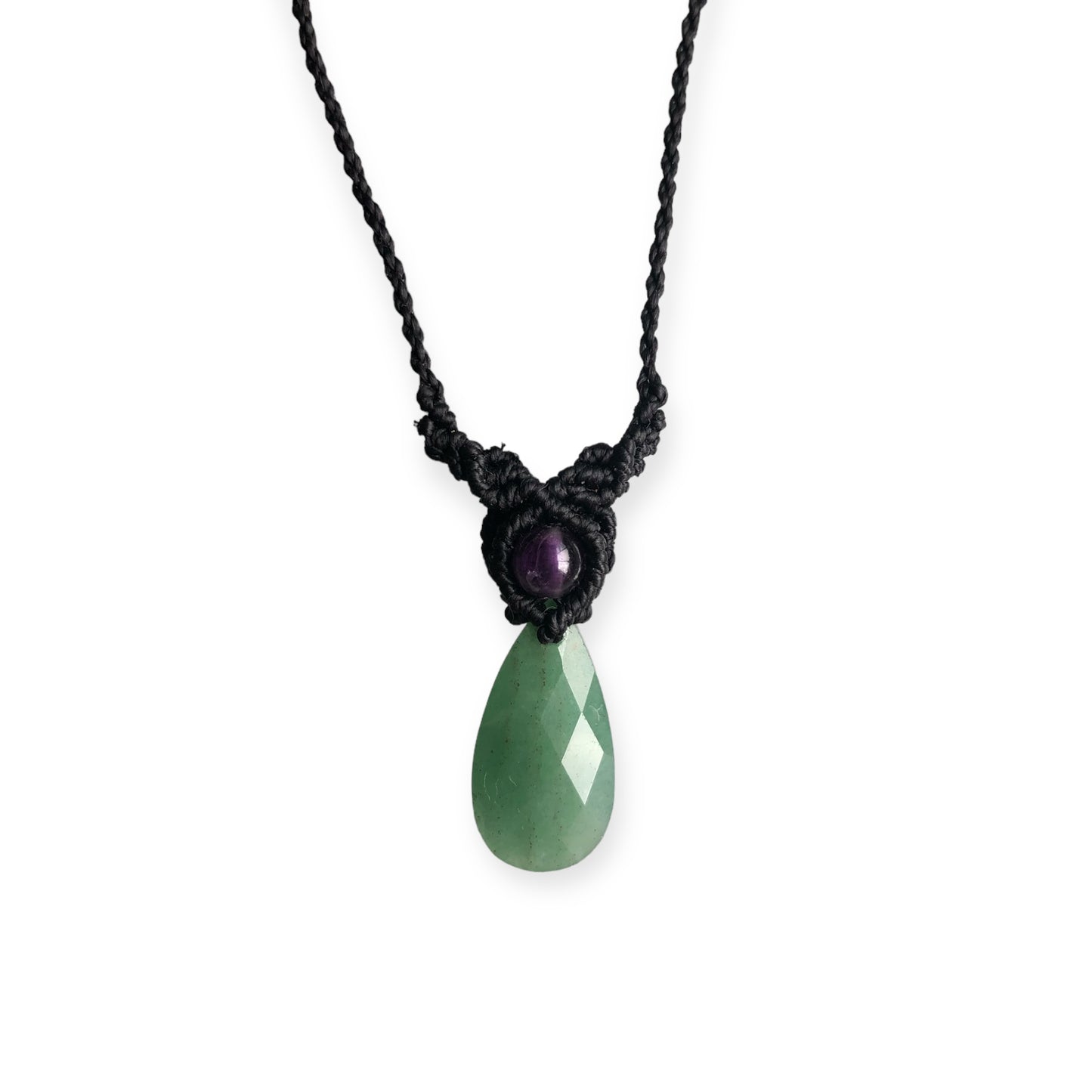 Aventurine & Amethyst Macrame Necklace