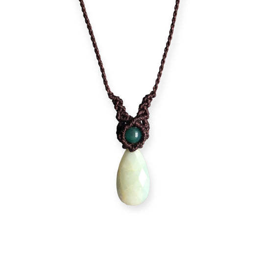 Amazonite & Aventurine Macrame Necklace Brown