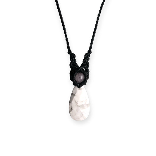 Howlite & Rose Quartz Macrame Necklace