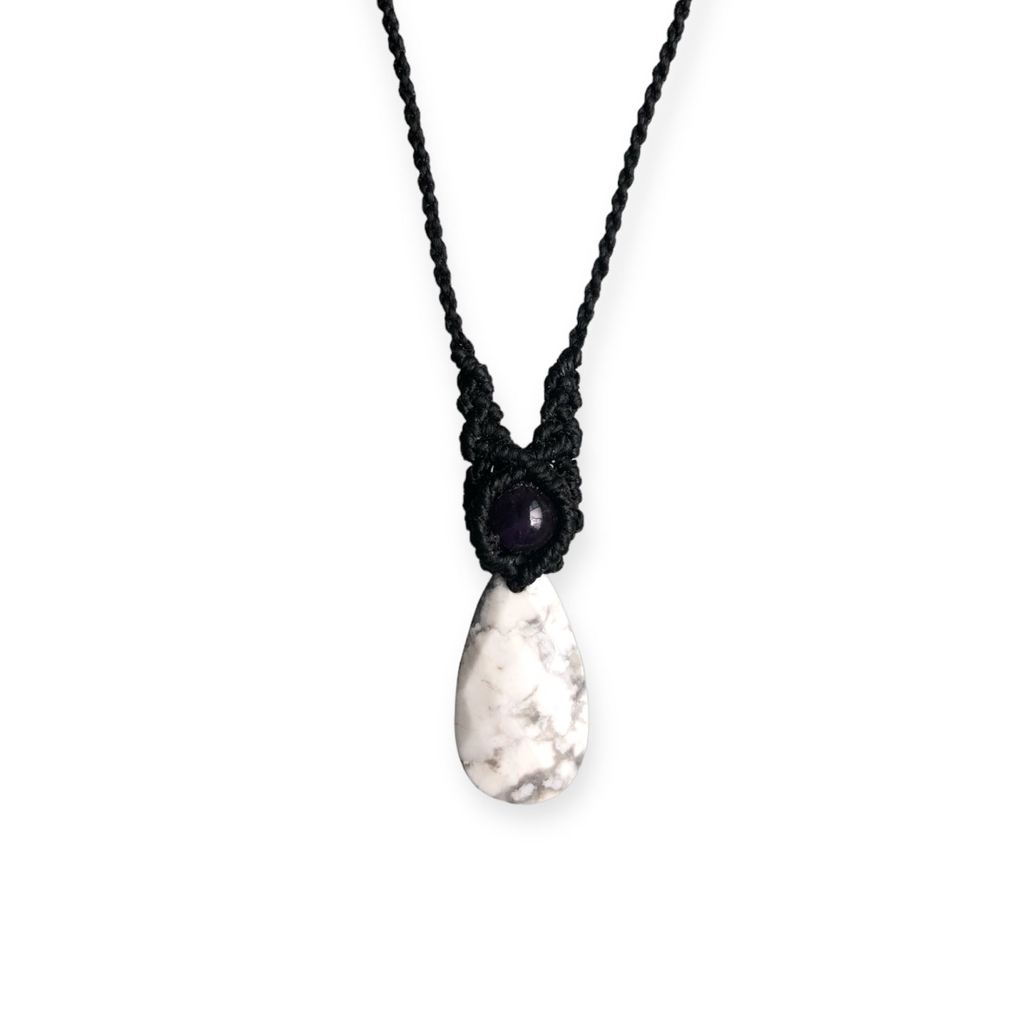 Howlite & Amethyst Macrame Necklace